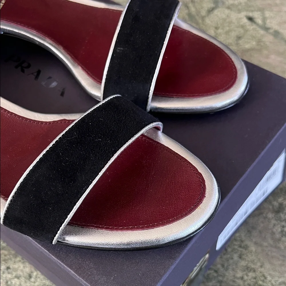 Prada Women's Black and Cream Sandals - Picture 4 of 7